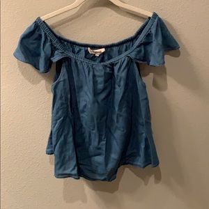 Madewell Cotton Denim Blue Off the Shoulder Top